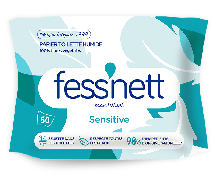 Fess Nett - Papier Toilette Humide Pocket Fleur de Coton x20 - Formule  testée dermatologiquement 0% parabène 0% phenoxyethanol - Pour peaux  normales à