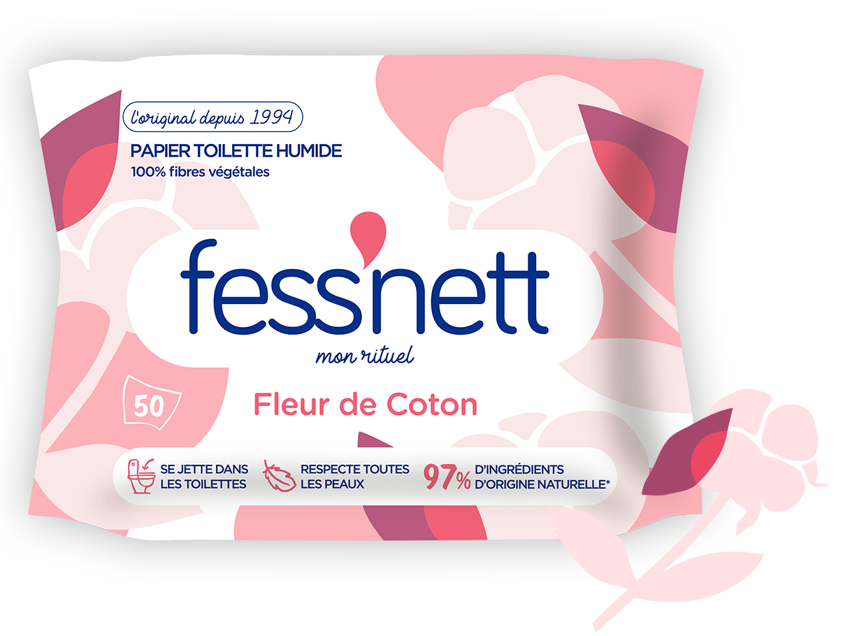 Fess'Nett Papier toilette humide, hypoallergénique x 50 - INCI Beauty