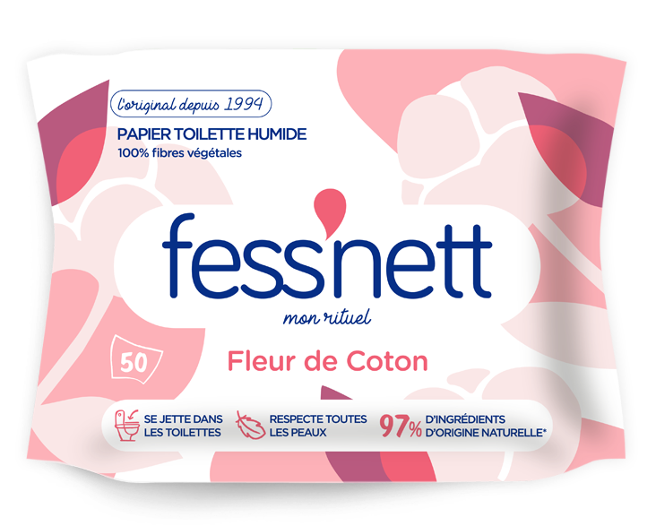 Fess Net Lingettes papier toilette pour peaux irritées, 50 lingettes