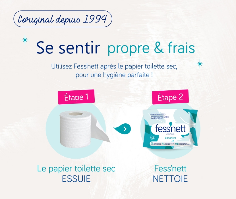 Fess'nett - Papier toilette humide : l'alternative simple aux WC