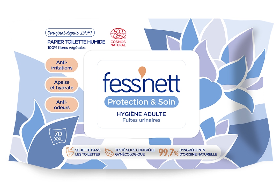 Fess Nett - Papier Toilette Humide Pocket Fleur de Coton x20 - Formule  testée dermatologiquement 0% parabène 0% phenoxyethanol - Pour peaux  normales à