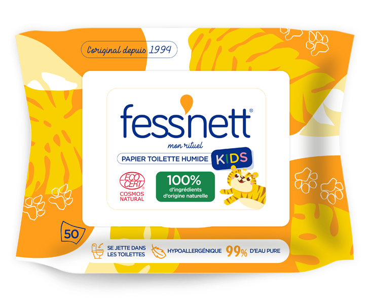 Fess Net Lingettes papier toilette pour peaux irritées, 50 lingettes